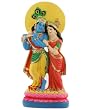Hand Crafted Brightly Colored Terra-Cotta Radha Krishan Statue