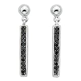14K White Gold 0.12 ct. Black Diamond Drop Earrings