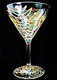 Christmas Trees Design - Hand Painted - Martini - 7.5 oz.