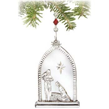 WaterfordÂ® Crystal Nativity Holy Family, Christmas Ornament
