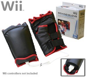 Boxing Gloves for Nintendo Wii Wiimote and Nunchuk - Black / Red Trim