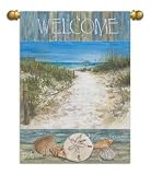 Sandy Toes Salty Air Beach Welcome Standard Flag Banner - B00355RBYU