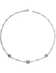 14K White Gold Aquamarine and Diamond Necklace -- LIFETIME WARRANTY