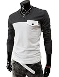 TheLees (DK13) Mens casual slim fit button point long sleeve tshirts