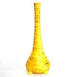 Handmade Ceramic Spun-Bamboo-Style Contemporary Flower Vase / Table Art In Yellow