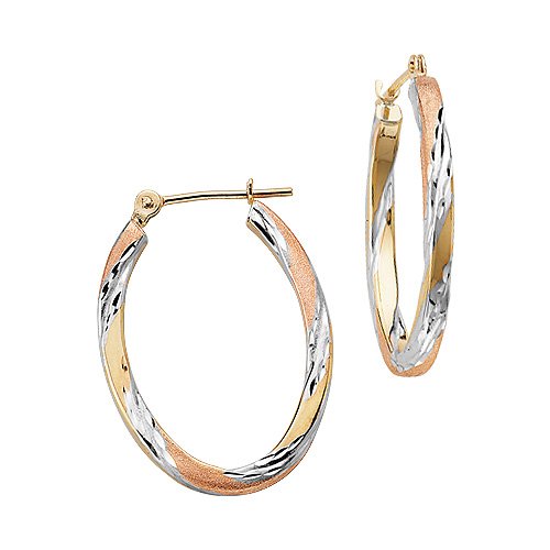 Oval Hoop Earrings in 14K Tri-Color Gold Oval Hoop Earrings in 14K Tri-Color Gold