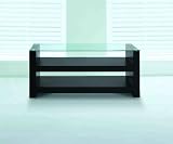 WCI Quality 3-Tier TV Stand For Televisions Screens And Monitors Up To 110 Pounds - Chic Wood Furniture And Tempered Glass - Modern Decor For Homes And Living Rooms