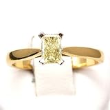 18ct Yellow Gold 0.47ct Asscher Cut Yellow Coloured Diamond Engagement Ring