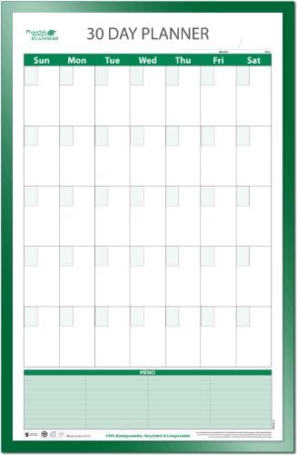 Sunday - Saturday 30 Day Undated Erasable Planner 38 in X 24