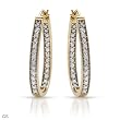 Hoops Earrings With 1.00ctw Genuine Diamonds in Yellow Gold. Total item weight 5.0g Length 30mm