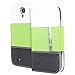 Fosmon CADDY Series Leather Wallet Case for Samsung Galaxy S4 IV / I9500 (White - Green - Black)