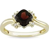 10k Yellow Gold Garnet and Diamond Fashion Ring