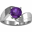 14K White Gold Amethyst and Diamond Ring