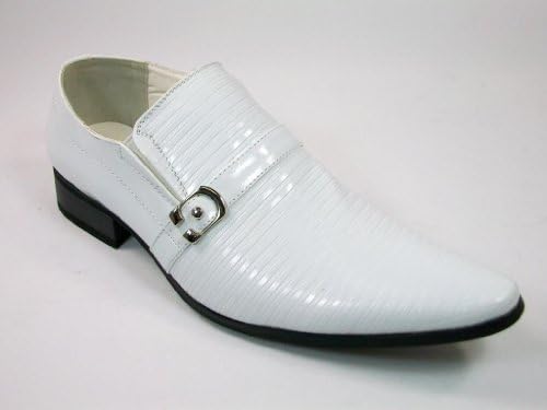 Mens White Pointy Toe Patent Leather Dress Casual Formal Shoes