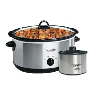 Rival SCV603-SB 6-Quart Slow Cooking Crock Pot Cooker w  Little Dipper by Rival