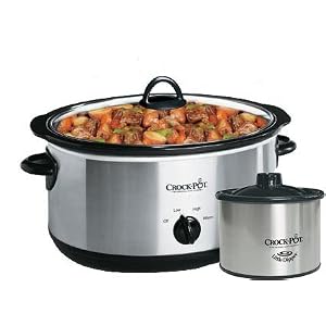 Rival SCV603-SB 6-Quart Slow Cooking Crock Pot Cooker w  Little Dipper by Rival