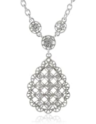 Napier "Treasure Box" Silver-Tone and Crystal Teardrop Pendant Necklace, 19.25"