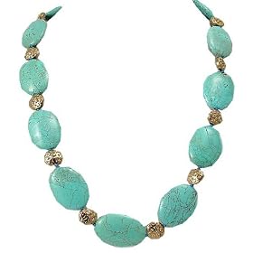 Oval Large Turquoise & Bronze Coin Necklace
