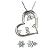 Heart's Desire Diamond Cubic Zirconia Platinum Overlay Sterling Silver Heart Pendant Necklace and Star Flower Stud Set