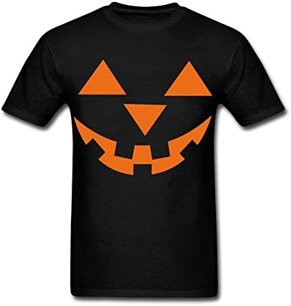 Halloween Pumpkin Face T Shirt Men Short Sleeve O Neck Cotton Black M