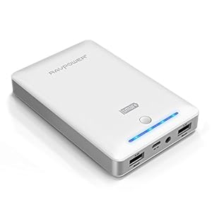 RAVPower® 3rd Gen Deluxe 13000mAh External Battery Portable Dual USB Charger 4.5A Output Power Bank. iSmart(tm) Broad Compatibility, Fast Charging, High Capacity, Ultra Compact. For iPhone 6 6 plus 5S 5C 5 4S, iPad Air mini (Apple 30pin and Lightning Cable Not Included), Galaxy S5 S4 S3, Note 3 2, Tab 4 3 2 Pro, Nexus, HTC One, One 2 (M8), LG G3, Nexus, MOTO X and More (White)