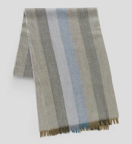 Multi-Stripe Scarf with Wool and Linen