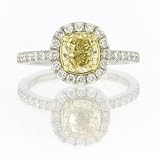1.91ct Fancy Intense Yellow Cushion Cut Diamond Engagement Anniversary Ring