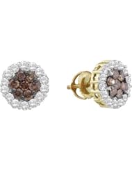 1.53CTW COGNAC DIAMOND FLOWER EARRINGS