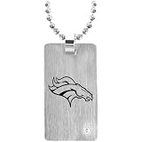 Team Titanium Denver Broncos Steel Dog Tag with Cubic Zirconia Insert
