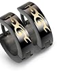 Spikes 316L Stainless Steel Black Tribal Hinged Hoop Earrings