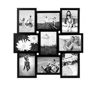 Black ABSTRACT collage frame displays 9 5x7 photos - 5