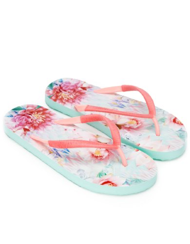 Accessorize Womens Lotus Flower Printed Flip Flops