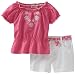 Young Hearts Toddler Girls Poplin Embroidered Top with Twill Short Set