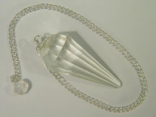 natural 12 facet Brazilian quartz gemstone pendulum with velvet bag