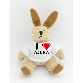 Bunny Plush Keychain with I Love Alura