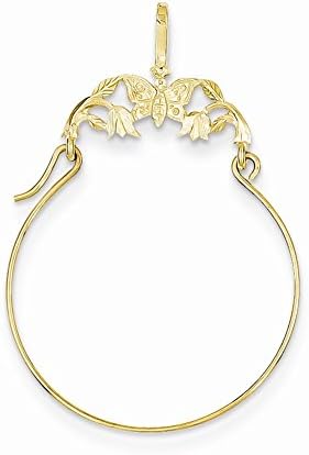 14k Yellow Gold Polished Butterflies Charm Holder