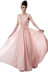 A-line V-neck Applique Beaded Cocktail Floor Length Bateau Neck Chiffon Homecoming Dress/Pageant Dress/Prom Dress/Party Dress/Wedding Dress 