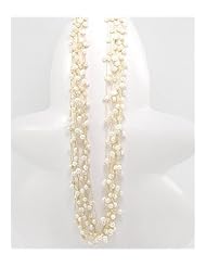 Yellow Japanese silk cord Fresh Water Pearl Necklace In Zinc