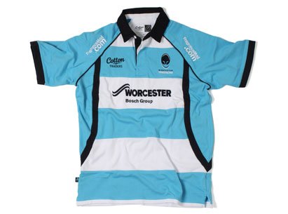 Worcester Warriors 2010/11 Alternate S/S Rugby Shirt White/Sky Blue - size S Worcester Warriors 2010/11 Alternate S/S Rugby Shirt White/Sky Blue - size S
