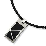 Chisel- Black Accented Brushed Stainless Steel Necklace and Pendants on 20" Leather Cord by Chisel