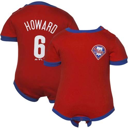 MLB Infant/Toddler Girls' Philadelphia Phillies Ryan Howard Name & Number Onesie (Red, 12 Months)