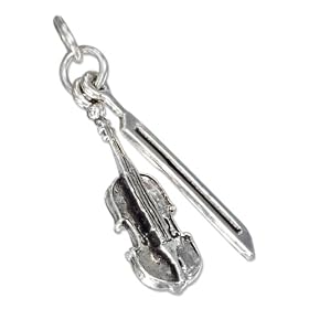 STERLING SILVER THREE DIMENSIONAL BOW AND VIOLIN CHARM
