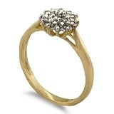 9ct Yellow Gold Ladies Champagne Diamond Cluster Ring Set With 025ct Of Diamonds Size N
