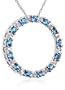 10k White Gold Blue Topaz & Diamond Circle Pendant, 18"