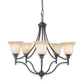 Royce Lighting RC70UPES 5-23 Prescott Five-Light Chandelier Oil Rubbed Bronze with White... by Royce Lighting
