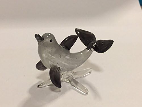 Figurine Animal Miniature Hand Blown Glass Dolphin.