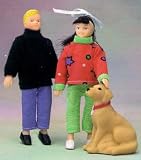 Dollhouse Miniature Teenager Dolls & Dog