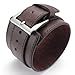 KONOV Jewelry Wide Genuine Leather Mens Bangle Cuff Bracelet, Fits 7.5