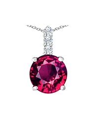 Original Star K (tm) Large 12mm Round Created Ruby Pendant in 925 Sterling Silver