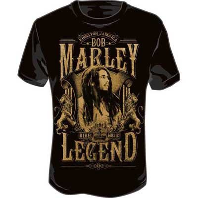 Bob Marley - Rebel Legend Adult T-Shirt in Black, Size: X-Large, Color: Black
